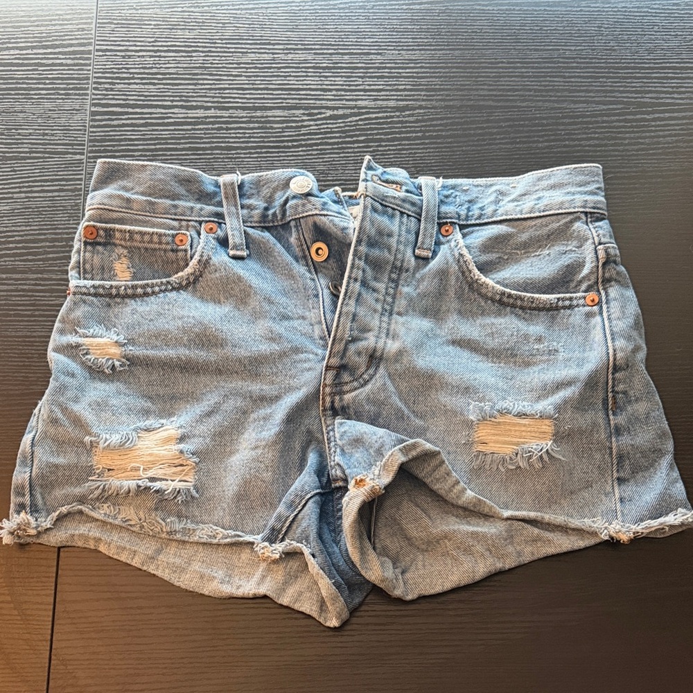 Madewell Light Blue Distressed Jean Shorts